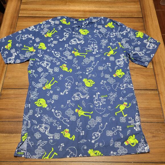 The Muppets Scrub Top Kermit The Frog "It's Not Easy Being Green" - Size XS - Picture 3 of 5